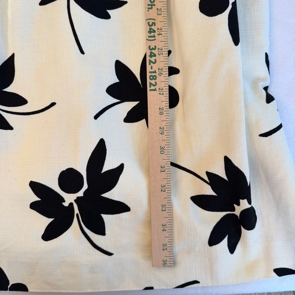 J.Crew Sheath Dress Women 14 Ivory Black Floral Cotton Pique Vacation Resortwear